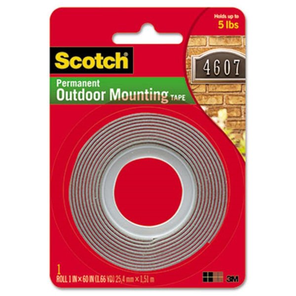 3M 3M 411P 1 x 60 in. Exterior Weather-Resistant Double-Sided Tape; Gray 411P